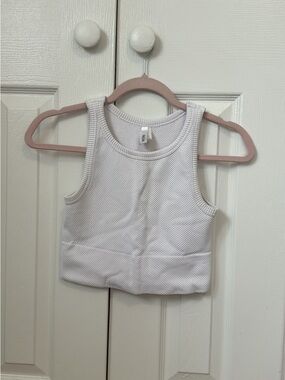 Nikibiki White Ribbed Cropped Tank Top